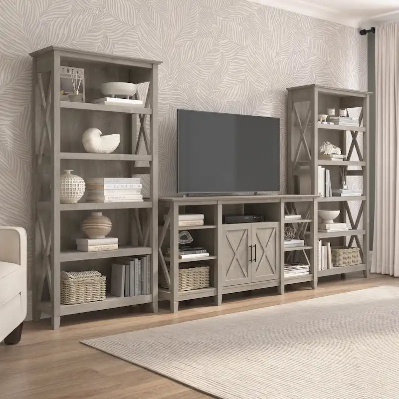 Meuble TV de ferme haut avec 2 bibliothèques