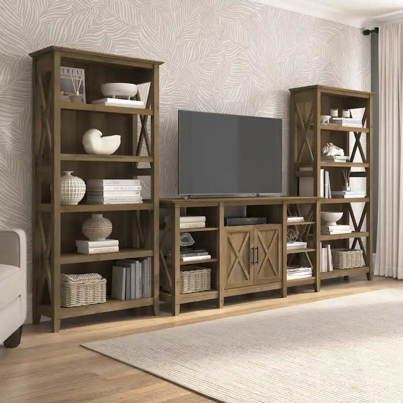 Meuble TV de ferme haut avec 2 bibliothèques