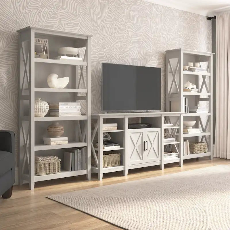 Meuble TV de ferme haut avec 2 bibliothèques
