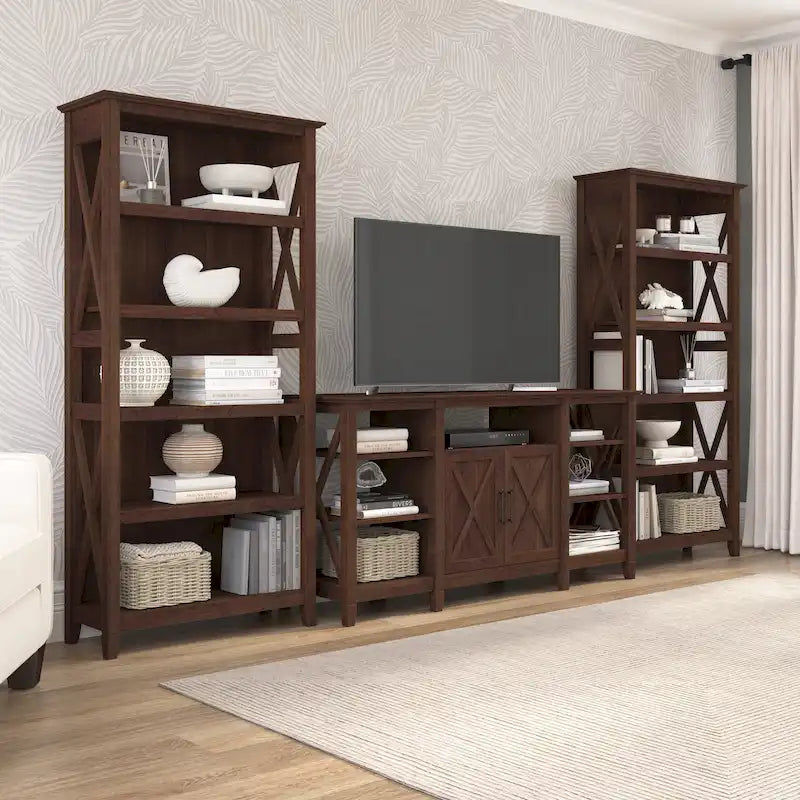 Meuble TV de ferme haut avec 2 bibliothèques