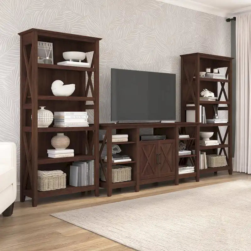Meuble TV de ferme haut avec 2 bibliothèques