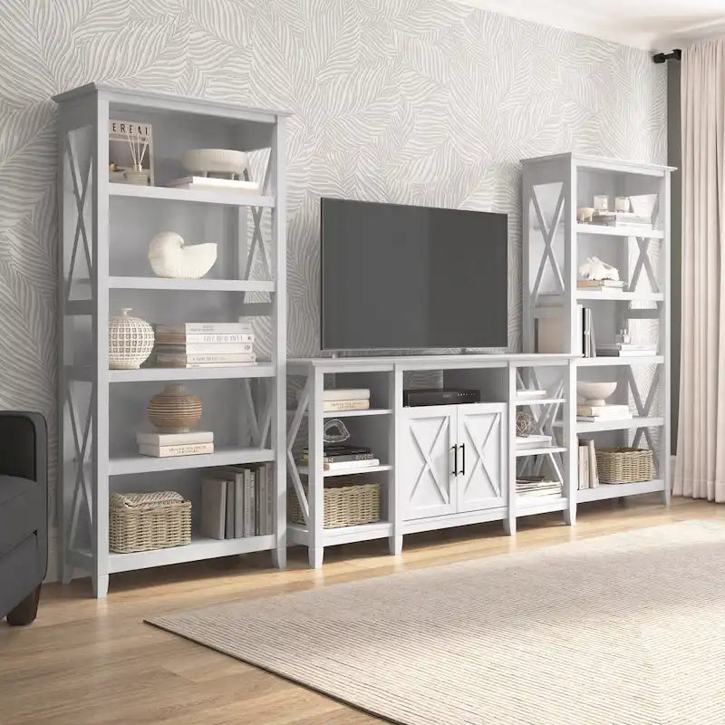 Meuble TV de ferme haut avec 2 bibliothèques