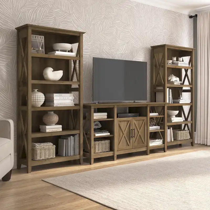 Meuble TV de ferme haut avec 2 bibliothèques