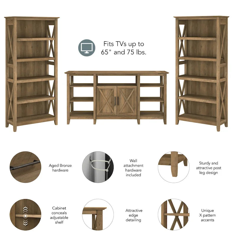 Meuble TV de ferme haut avec 2 bibliothèques