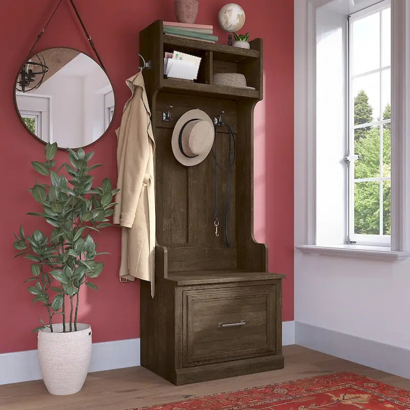 Portemanteau Woodland Hall et petit banc à chaussures avec tiroir