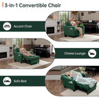 Fauteuil Futon Convertible 3-en-1, Canapé Lit Pliant pour Salon