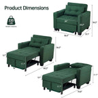 Fauteuil Futon Convertible 3-en-1, Canapé Lit Pliant pour Salon