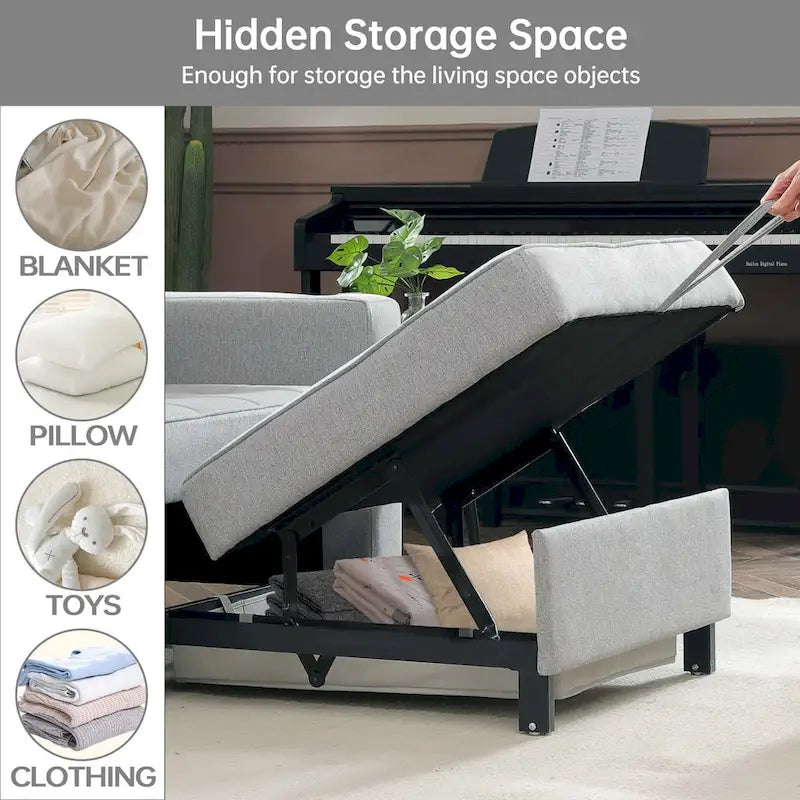 Fauteuil Futon Convertible 3-en-1, Canapé Lit Pliant pour Salon