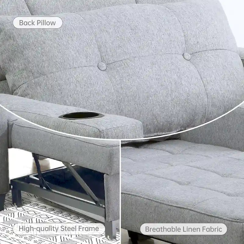 Fauteuil Futon Convertible 3-en-1, Canapé Lit Pliant pour Salon