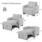 Fauteuil Futon Convertible 3-en-1, Canapé Lit Pliant pour Salon