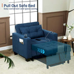 Fauteuil Futon Convertible 3-en-1, Canapé Lit Pliant pour Salon