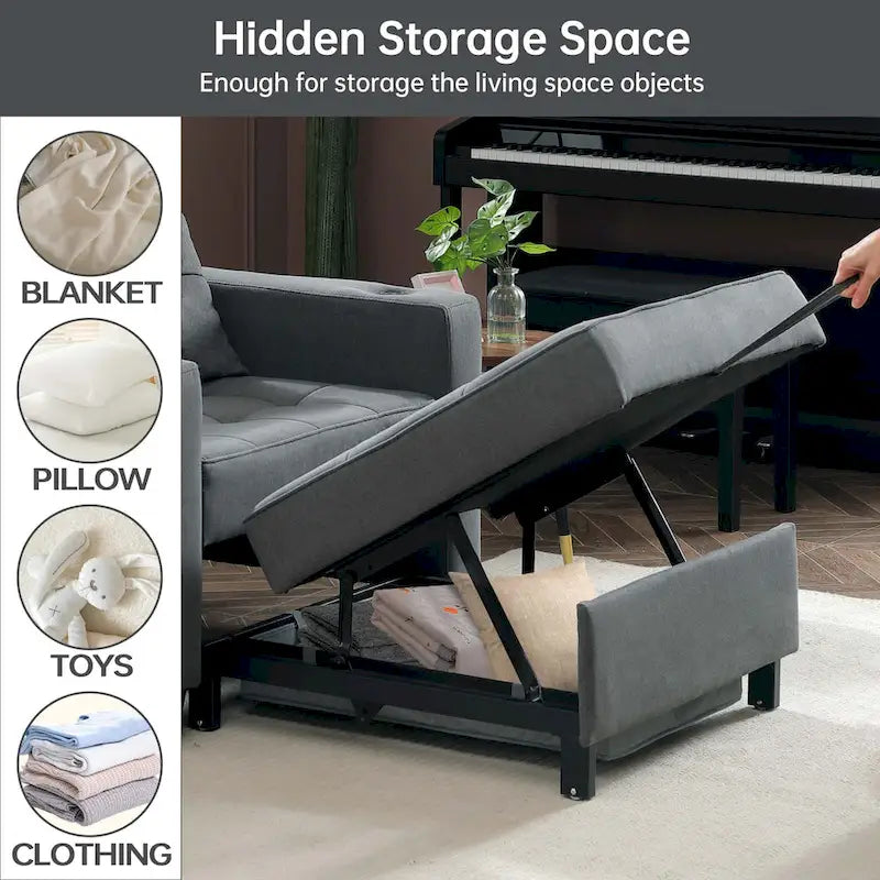 Fauteuil Futon Convertible 3-en-1, Canapé Lit Pliant pour Salon