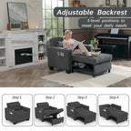 Fauteuil Futon Convertible 3-en-1, Canapé Lit Pliant pour Salon