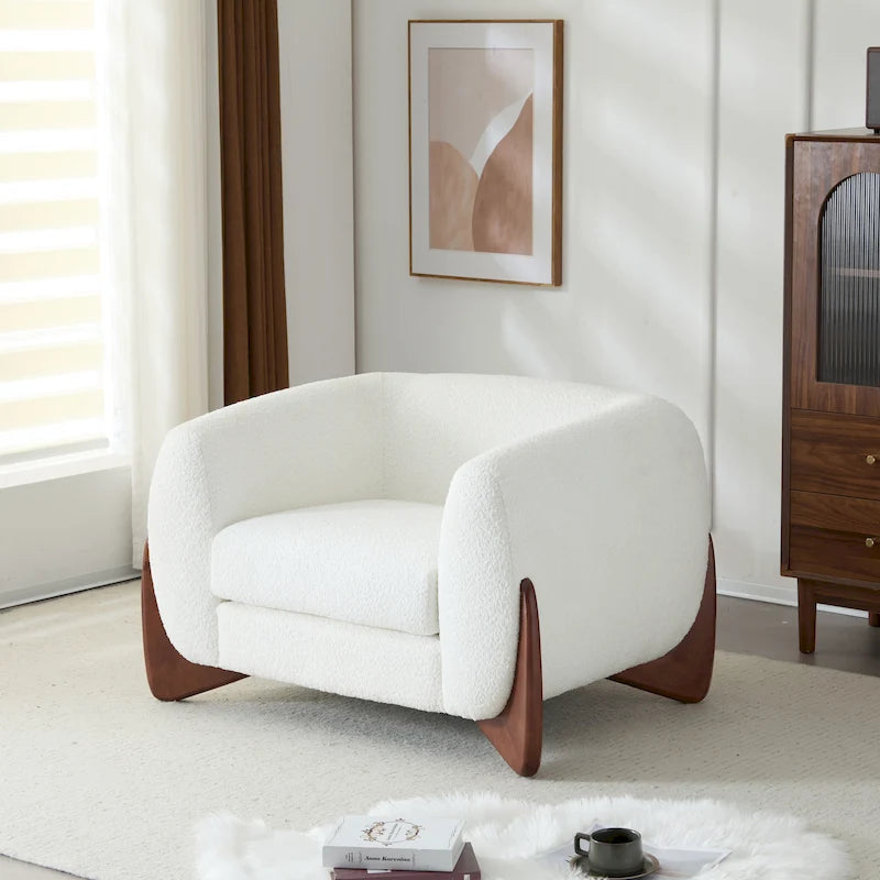 Fauteuil club en bouclé rembourré Tina Modern