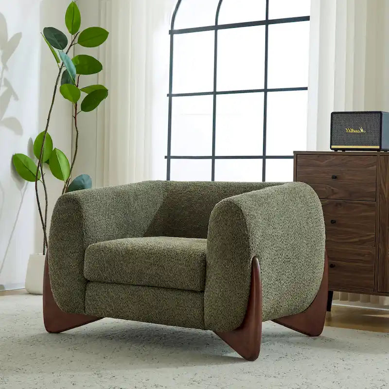 Fauteuil club en bouclé rembourré Tina Modern