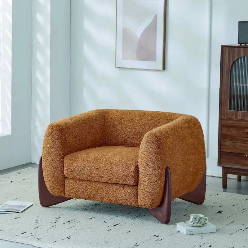 Fauteuil club en bouclé rembourré Tina Modern