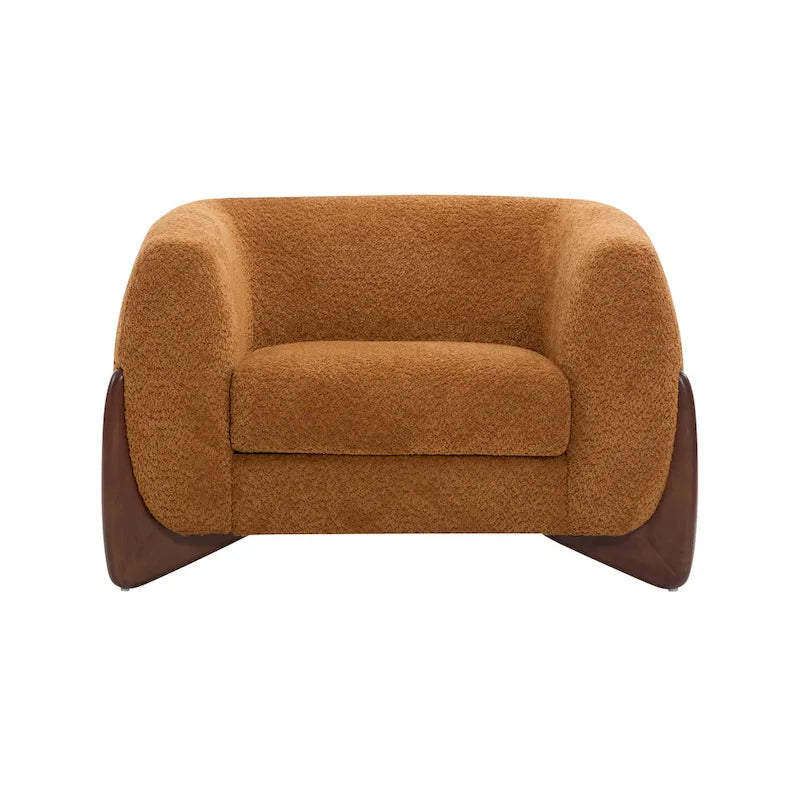 Fauteuil club en bouclé rembourré Tina Modern
