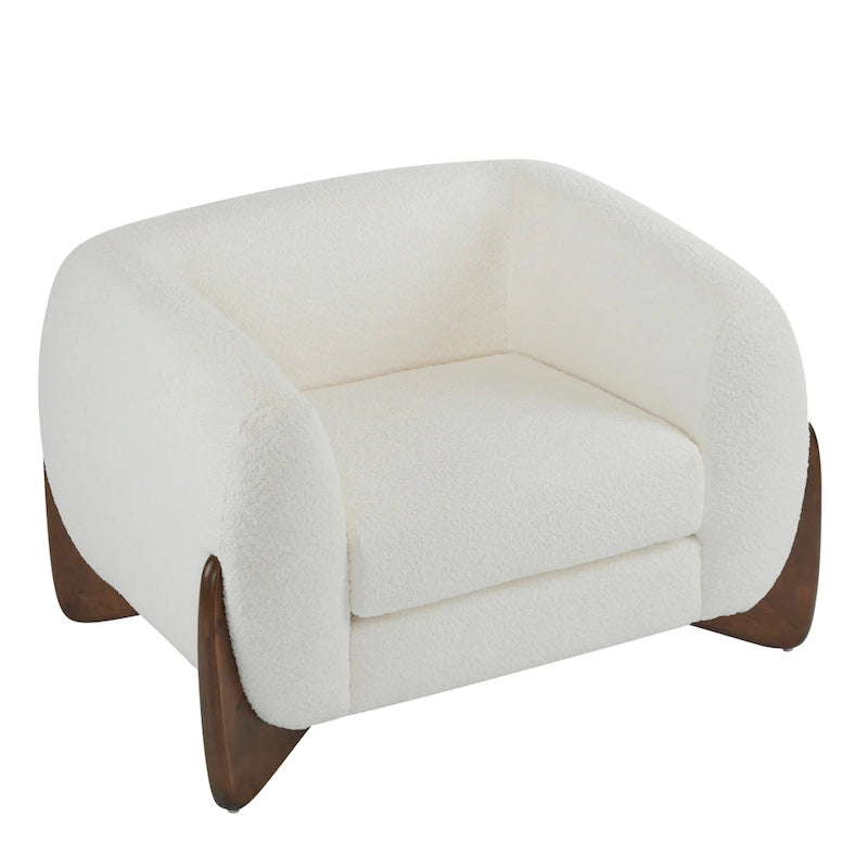 Fauteuil club en bouclé rembourré Tina Modern