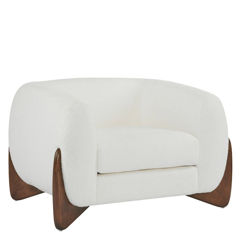 Fauteuil club en bouclé rembourré Tina Modern