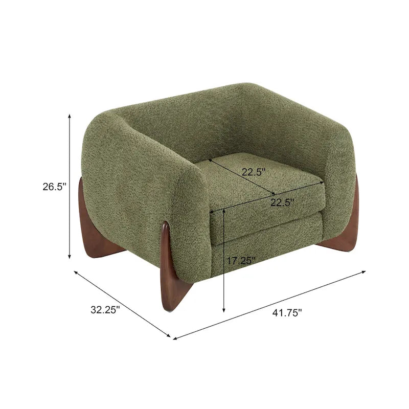 Fauteuil club en bouclé rembourré Tina Modern