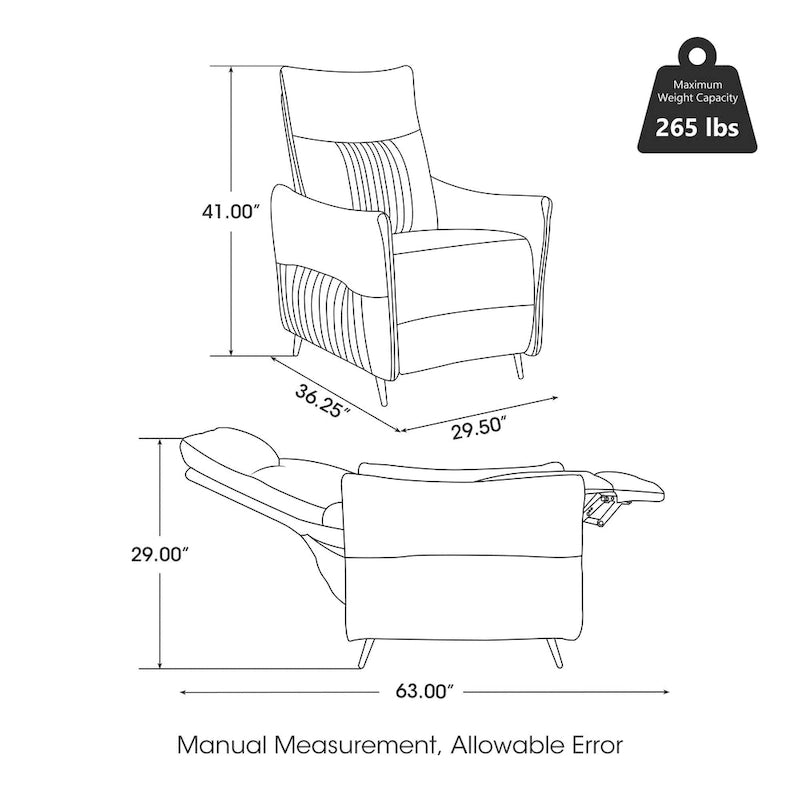 Fauteuil inclinable 41H en tissu avec dossier segmenté ergonomique