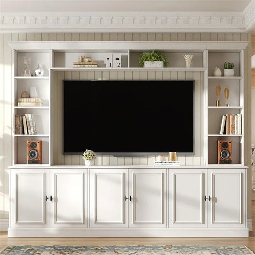 Ensemble meuble TV mural 4 pièces avec étagère, meuble TV polyvalent avec étagère réglable, console multimédia avec pont