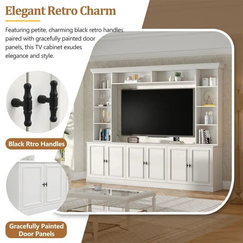 Ensemble meuble TV mural 4 pièces avec étagère, meuble TV polyvalent avec étagère réglable, console multimédia avec pont