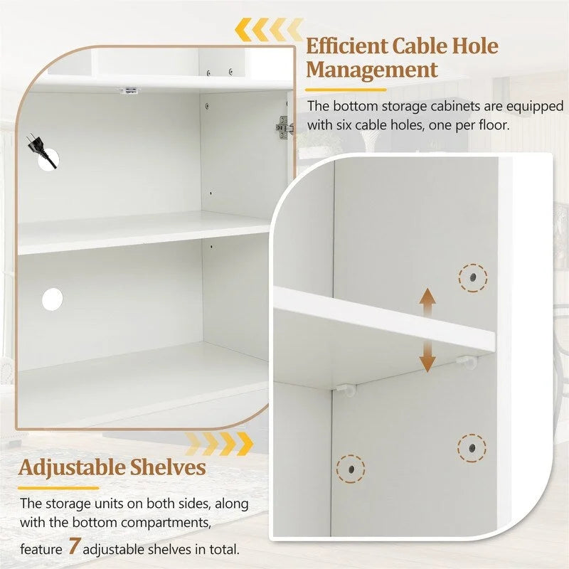Ensemble meuble TV mural 4 pièces avec étagère, meuble TV polyvalent avec étagère réglable, console multimédia avec pont