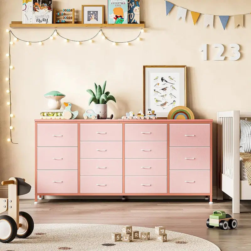 Commode à 14 tiroirs, Meuble TV blanc de 160 cm