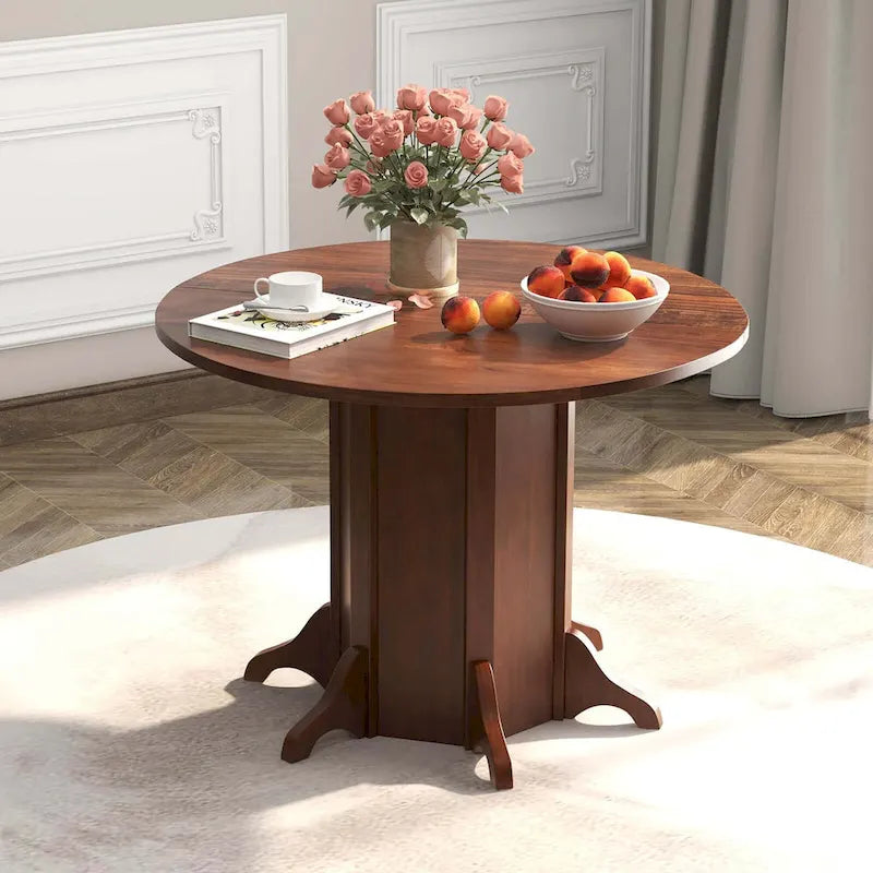42 Table de cuisine ronde en bois avec pied central