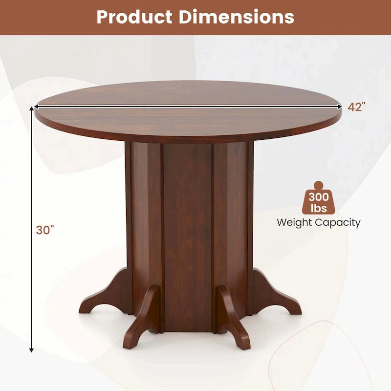 42 Table de cuisine ronde en bois avec pied central