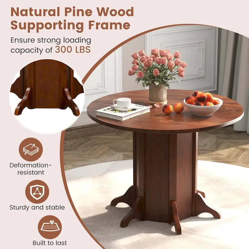 42 Table de cuisine ronde en bois avec pied central