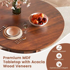 42 Table de cuisine ronde en bois avec pied central