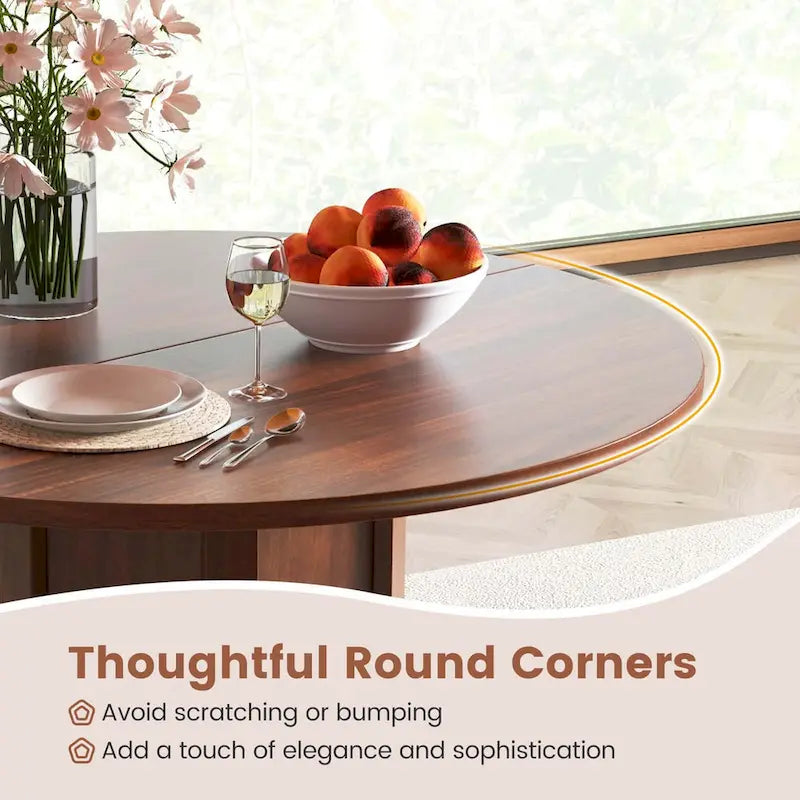 42 Table de cuisine ronde en bois avec pied central