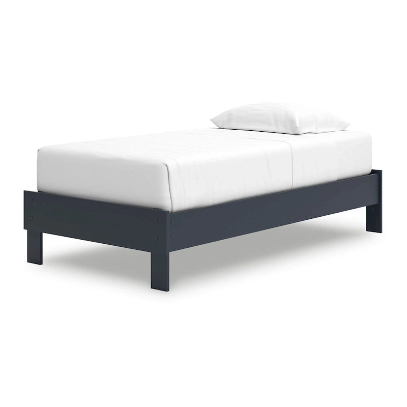 Lit plateforme simple, style Shaker, cadre en bois bleu marine