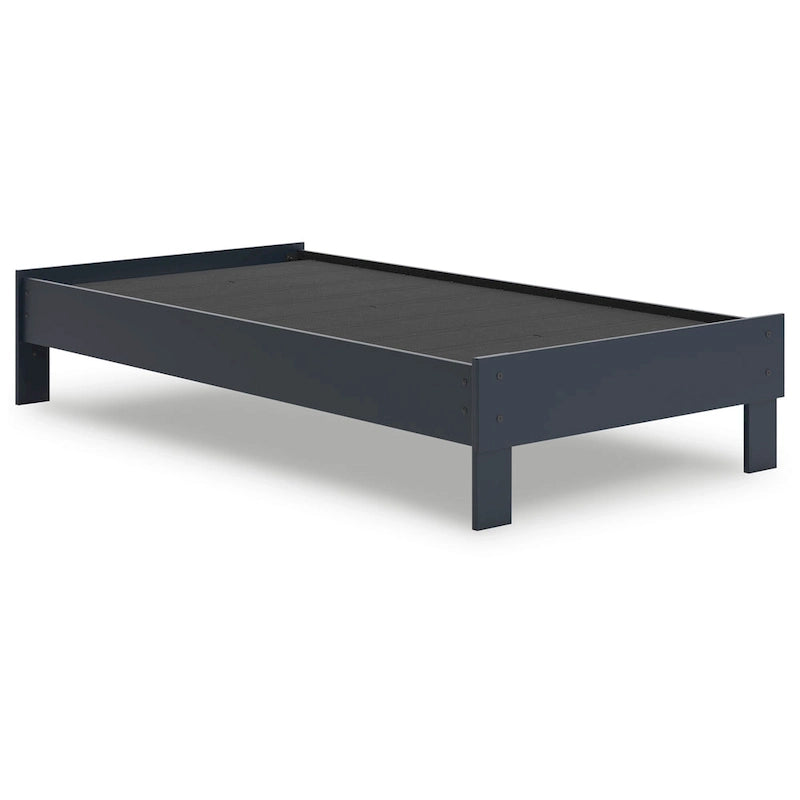 Lit plateforme simple, style Shaker, cadre en bois bleu marine