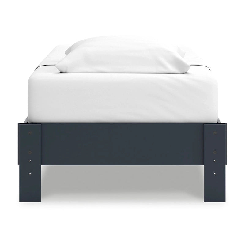 Lit plateforme simple, style Shaker, cadre en bois bleu marine