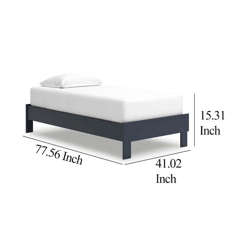 Lit plateforme simple, style Shaker, cadre en bois bleu marine