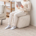 Pouf Ottoman - Revêtement en mélange de coton avec rembourrage ferme en billes EPP - Repose-pieds ou siège d'appoint pour salon