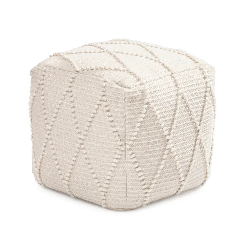 Pouf Ottoman - Revêtement en mélange de coton avec rembourrage ferme en billes EPP - Repose-pieds ou siège d'appoint pour salon