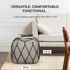 Pouf Ottoman - Revêtement en mélange de coton avec rembourrage ferme en billes EPP - Repose-pieds ou siège d'appoint pour salon