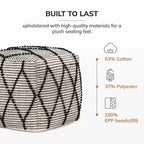 Pouf Ottoman - Revêtement en mélange de coton avec rembourrage ferme en billes EPP - Repose-pieds ou siège d'appoint pour salon