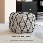 Pouf Ottoman - Revêtement en mélange de coton avec rembourrage ferme en billes EPP - Repose-pieds ou siège d'appoint pour salon