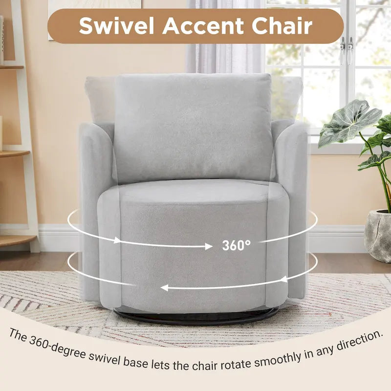 Fauteuil pivotant à 360°, fauteuil baril d'appoint 29,9 po, fauteuil canapé pivotant rembourré au design incurvé