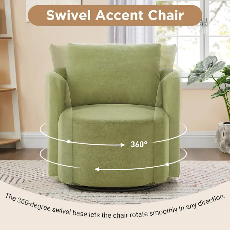 Fauteuil pivotant à 360°, fauteuil baril d'appoint 29,9 po, fauteuil canapé pivotant rembourré au design incurvé