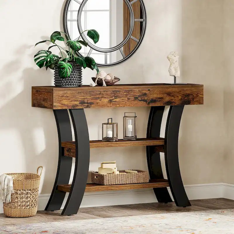 41 Table console d'entrée avec étagères de rangement