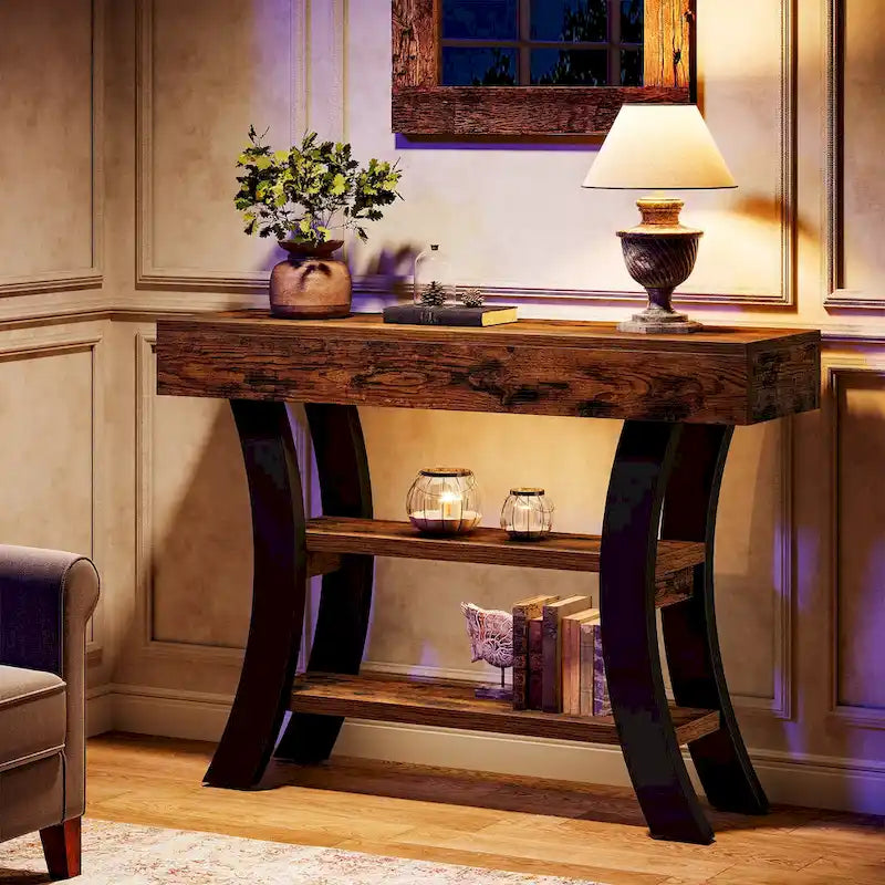 41 Table console d'entrée avec étagères de rangement