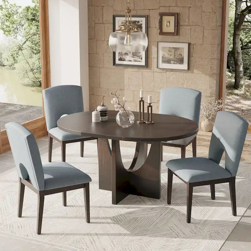 Ensemble de salle à manger moderne 5 pièces avec table ronde et chaises