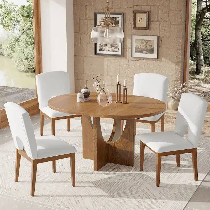 Ensemble de salle à manger moderne 5 pièces avec table ronde et chaises