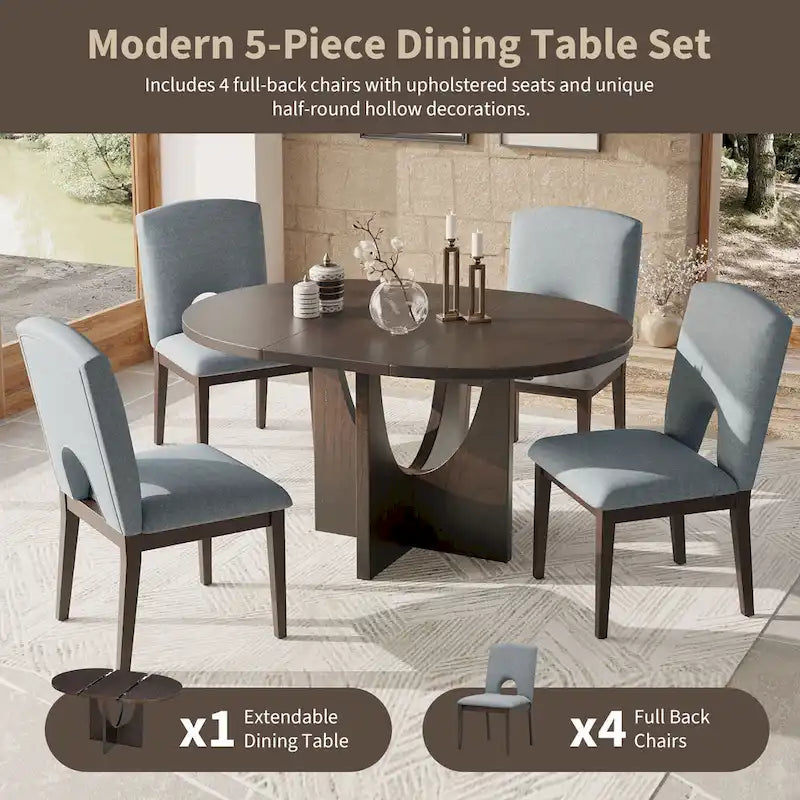 Ensemble de salle à manger moderne 5 pièces avec table ronde et chaises